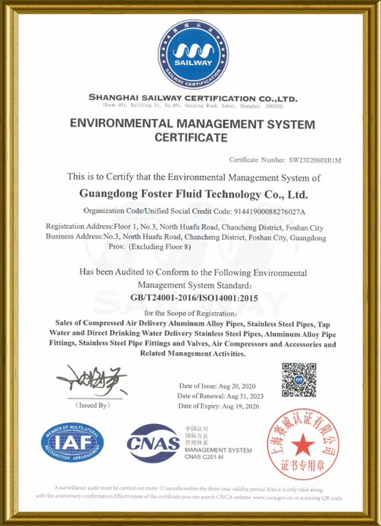 ISO14001 Certificado de ambiente-FSTPipe